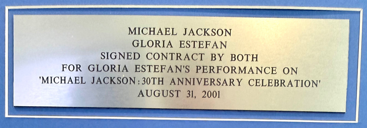 Michael Jackson, Gloria Estefan, Hand Signed Original Contract, 75cm x 55cm Presentation With COA