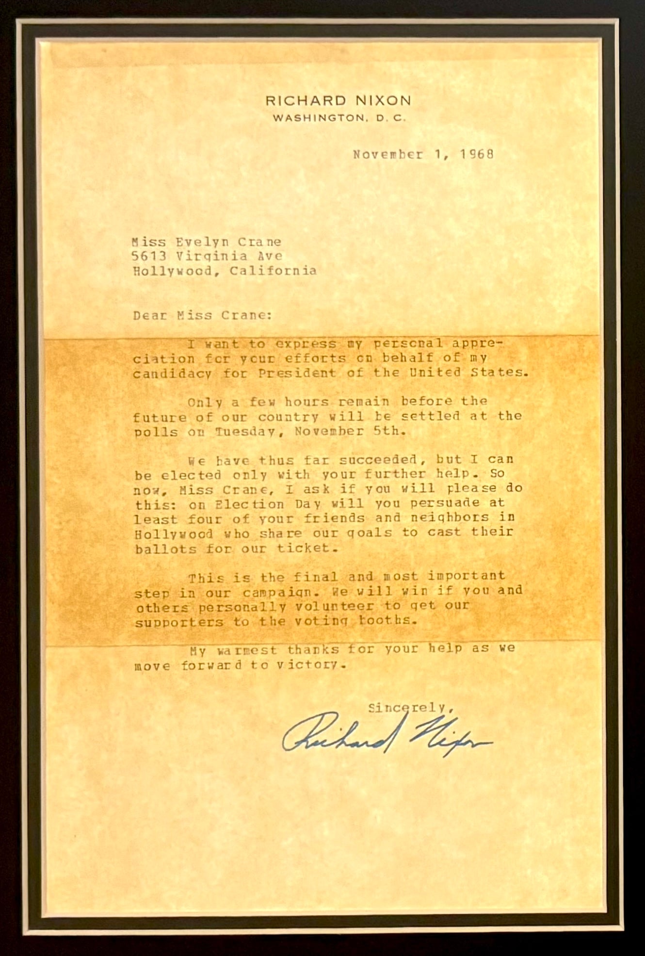 Richard Nixon, Former United States President, Hand Signed Letter Presentation & AFTAL COA