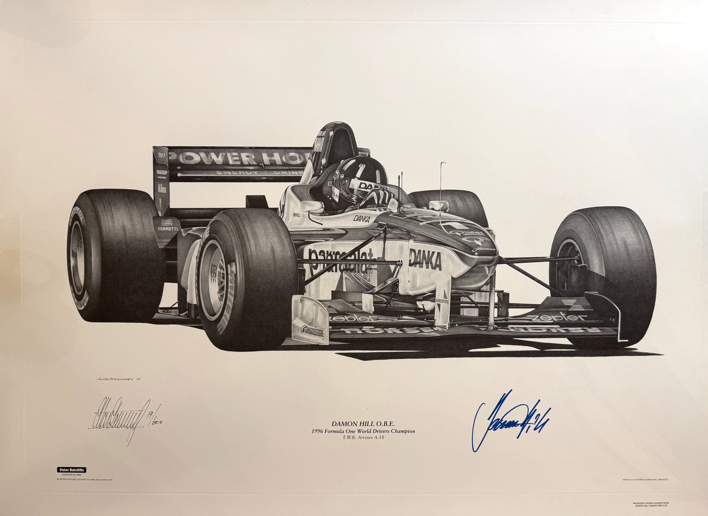 Damon Hill, Hand Signed Limited Edition Alan Stammers Drawing, And COA