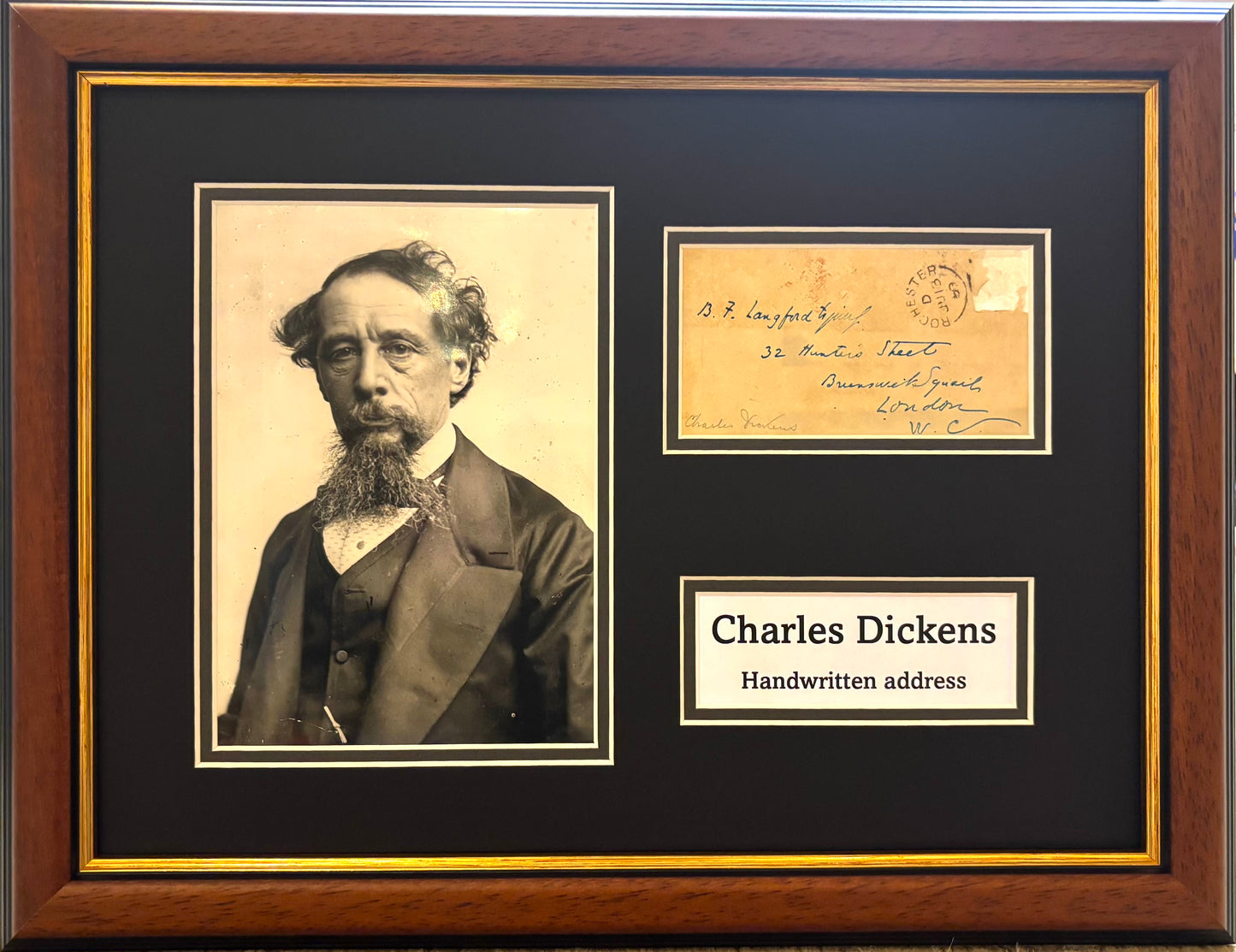 Charles Dickens, British Novelist, Hand Signed Framed Envelope Presentation & COA