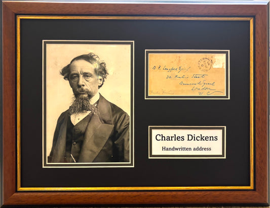 Charles Dickens, British Novelist, Hand Signed Framed Envelope Presentation & COA