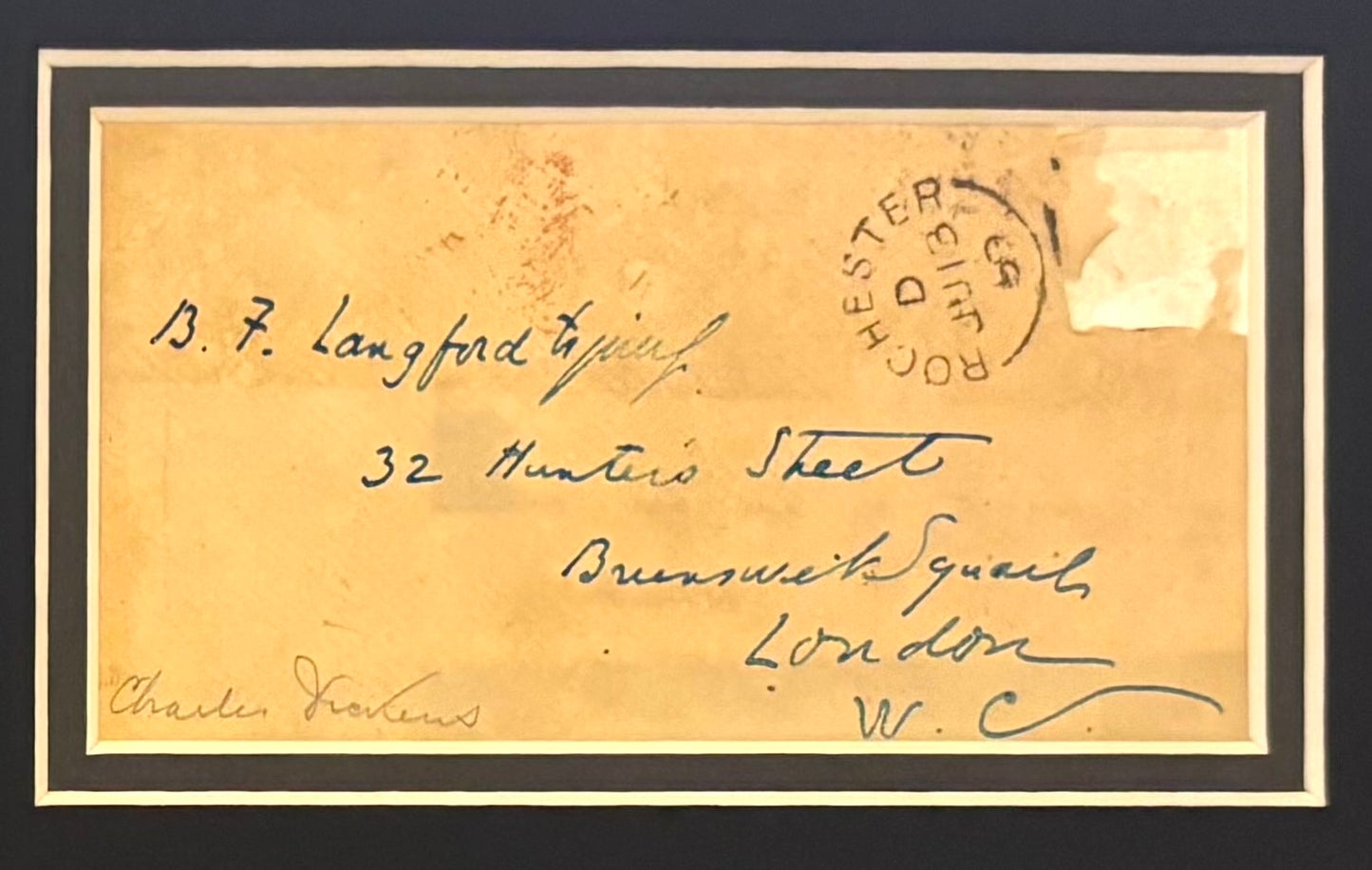 Charles Dickens, British Novelist, Hand Signed Framed Envelope Presentation & COA