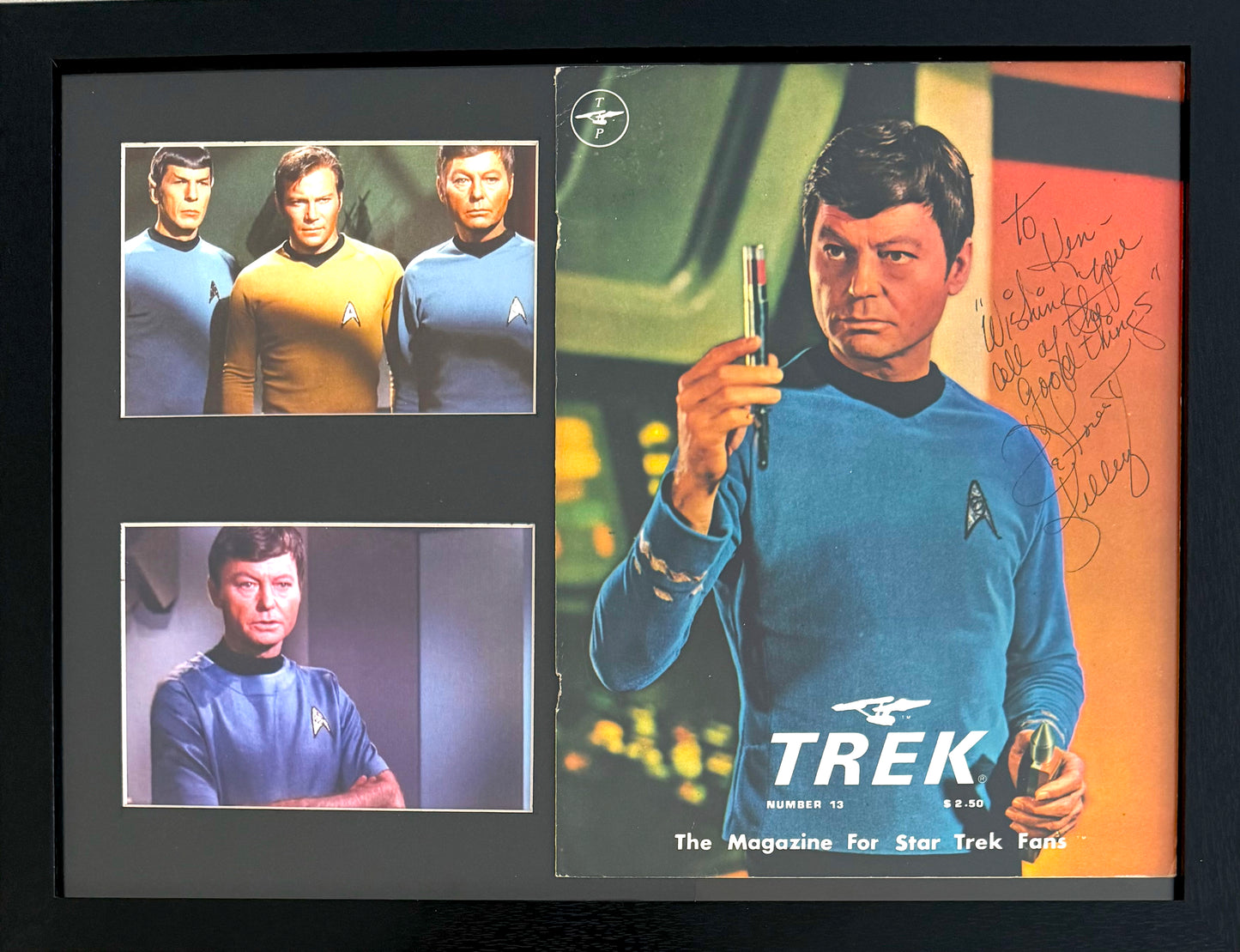 DeForest Kelley, Doctor 'Bones' McCoy, Star Trek Original Series Hand Signed Framed Magazine Cover With COA