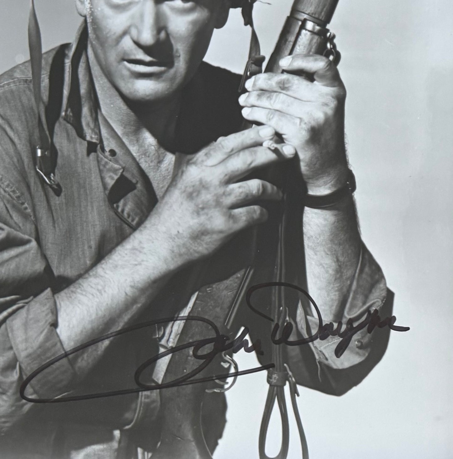John Wayne, Hand Signed Framed 25cm x 20cm Original 'Sands Of Iwo Jima' Photo & COA