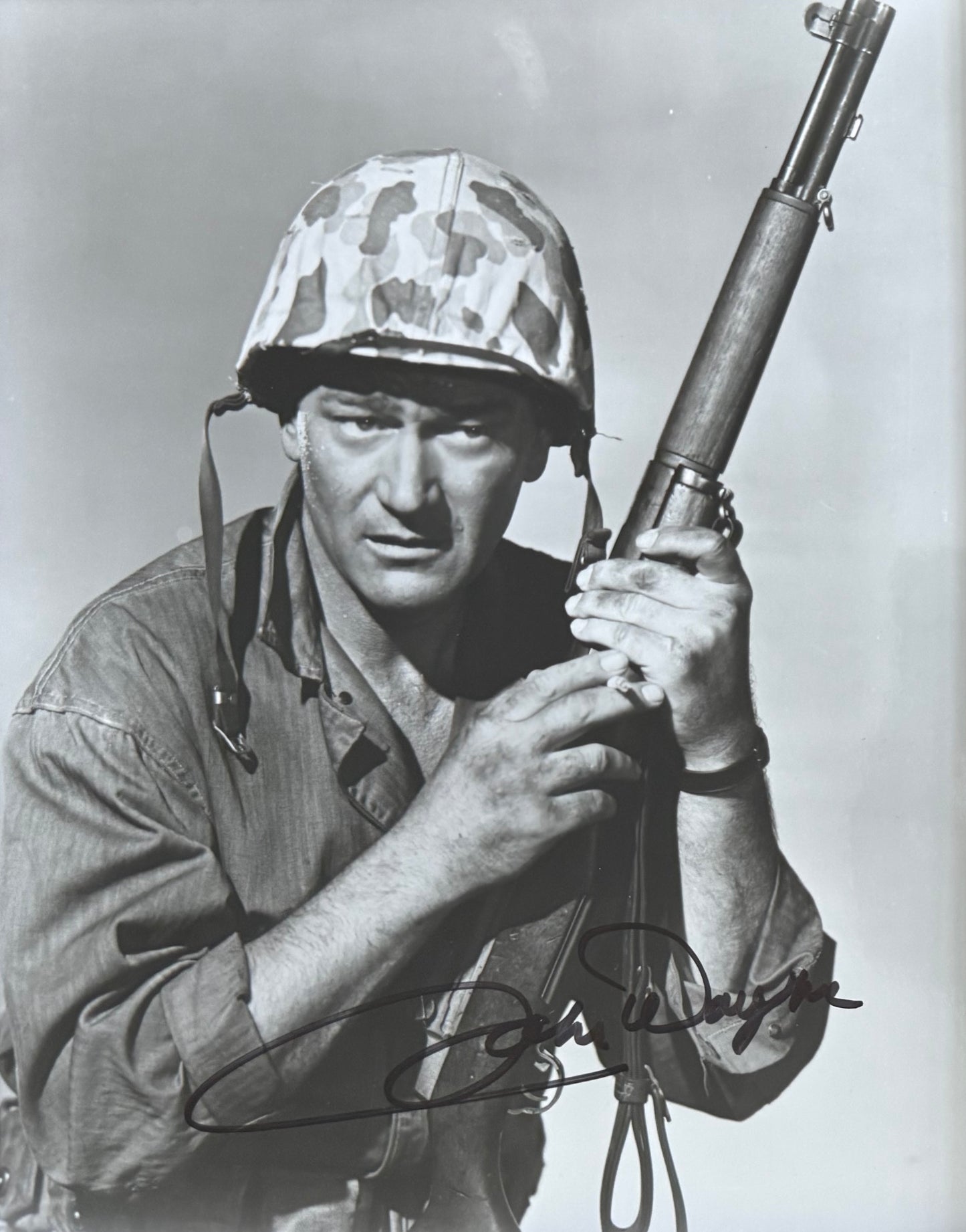John Wayne, Hand Signed Framed 25cm x 20cm Original 'Sands Of Iwo Jima' Photo & COA
