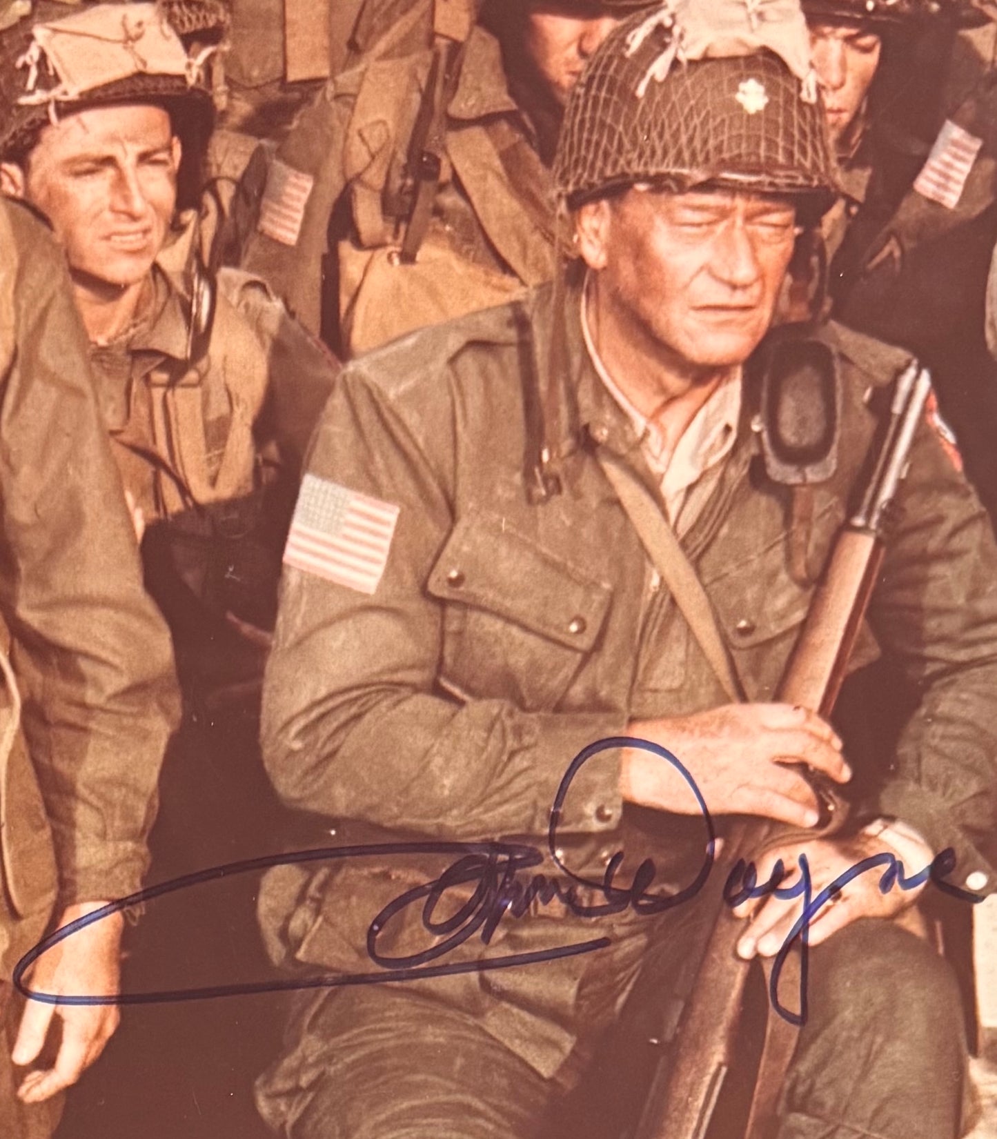 John Wayne, Hand Signed Framed 25cm x 20cm Original 'The Longest Day' Photo & COA