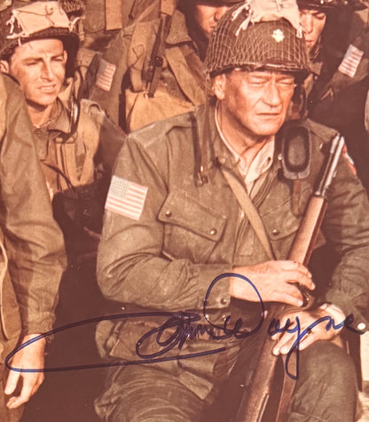 John Wayne, Hand Signed Framed 25cm x 20cm Original 'The Longest Day' Photo & COA