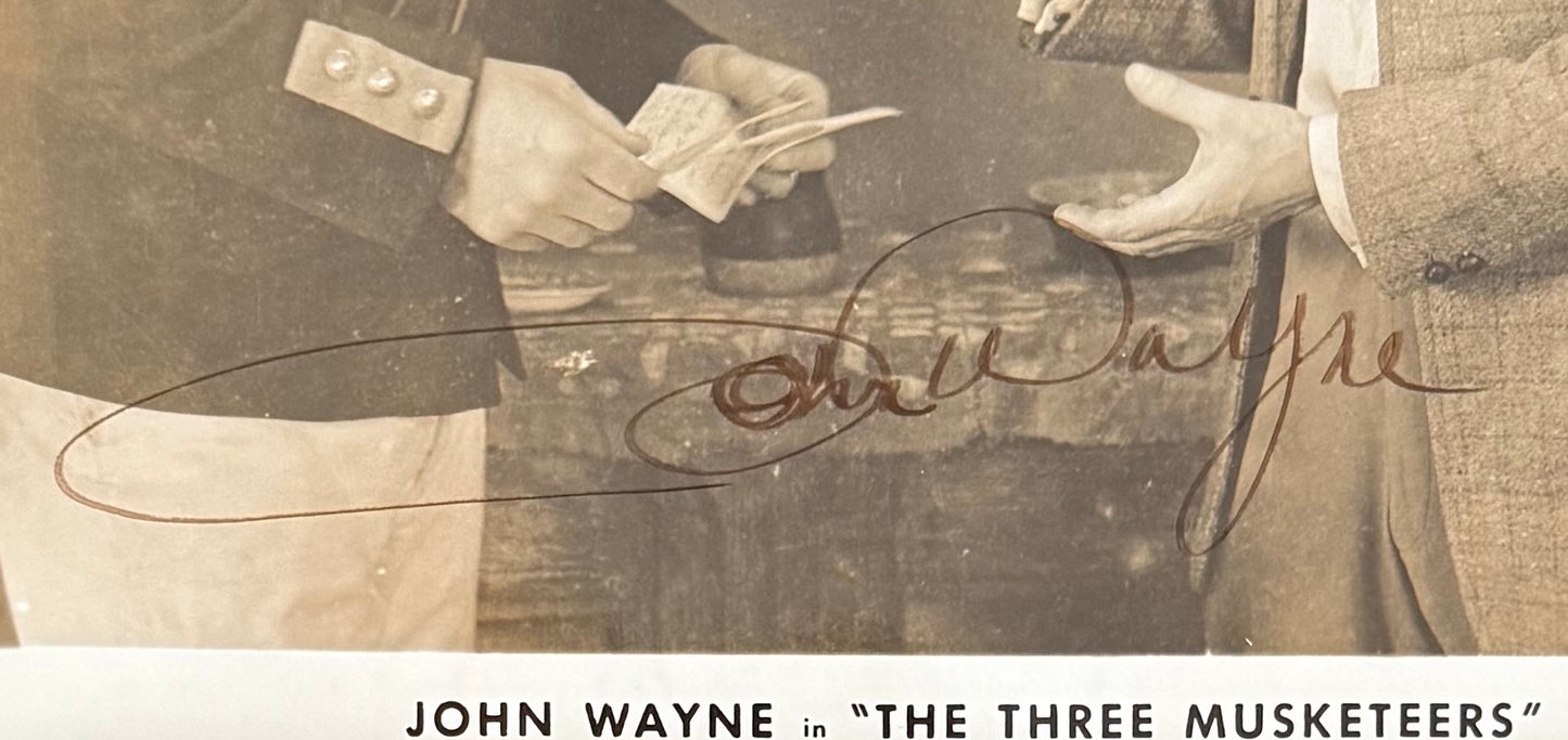 John Wayne, Hand Signed Framed 25cm x 20cm Original 'The Three Musketeers' Photo & COA