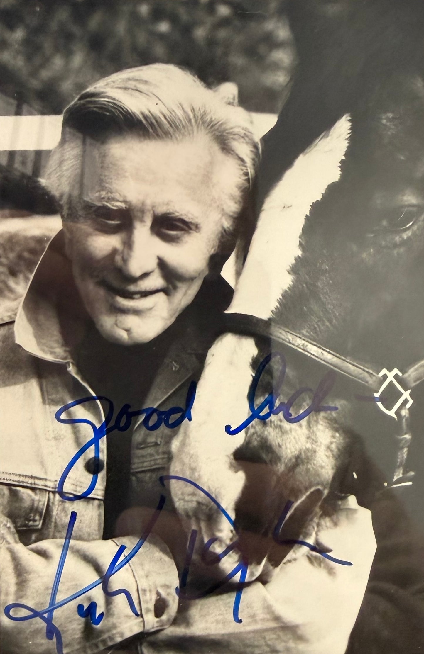 Kirk Douglas Hand Signed Framed Publicity Photocard & COA