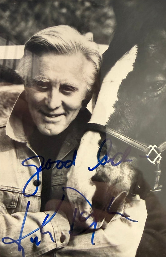 Kirk Douglas Hand Signed Framed Publicity Photocard & COA