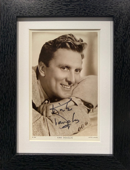 Kirk Douglas Hand Signed Framed Publicity Photocard & COA