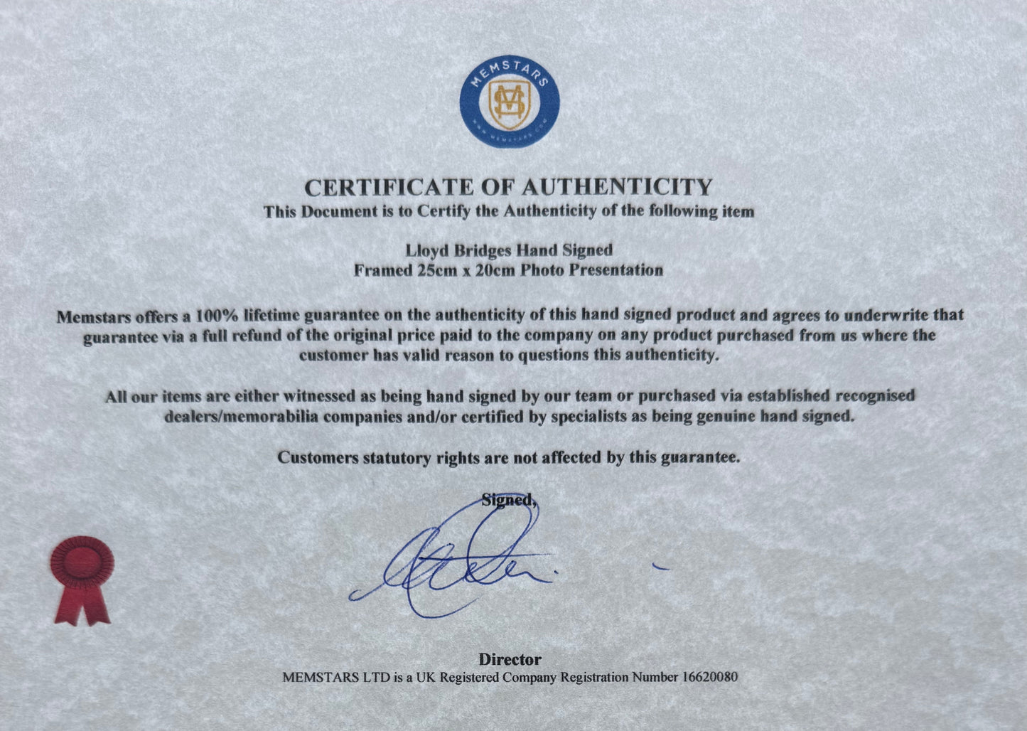 Lloyd Bridges, American Actor, Hand Signed Framed, Mounted Original Magazine Page & COA