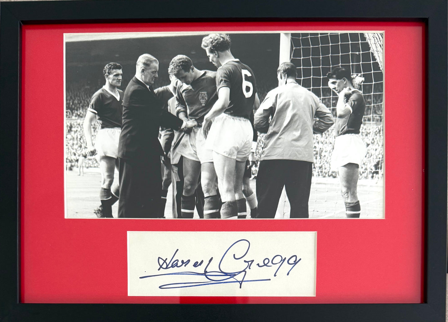 Harry Gregg, Manchester United Legend, Hand Signed Mounted Card Presentation & COA