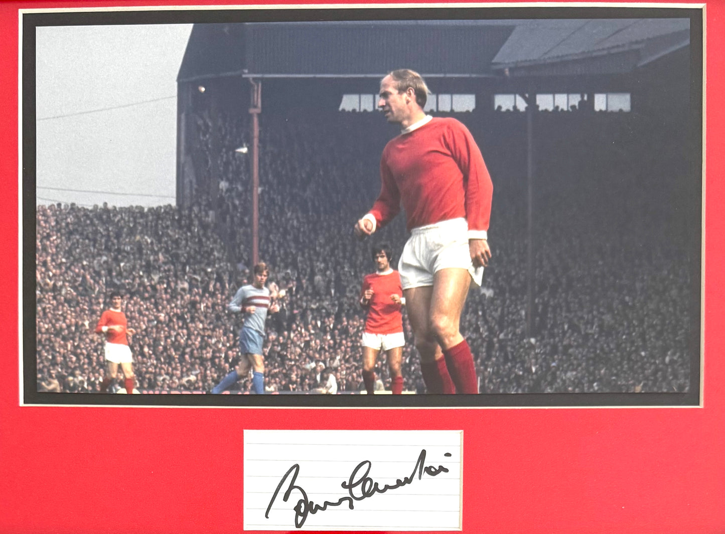 Sir Bobby Charlton, Manchester United Legend, Hand Signed Mounted Card Presentation & COA