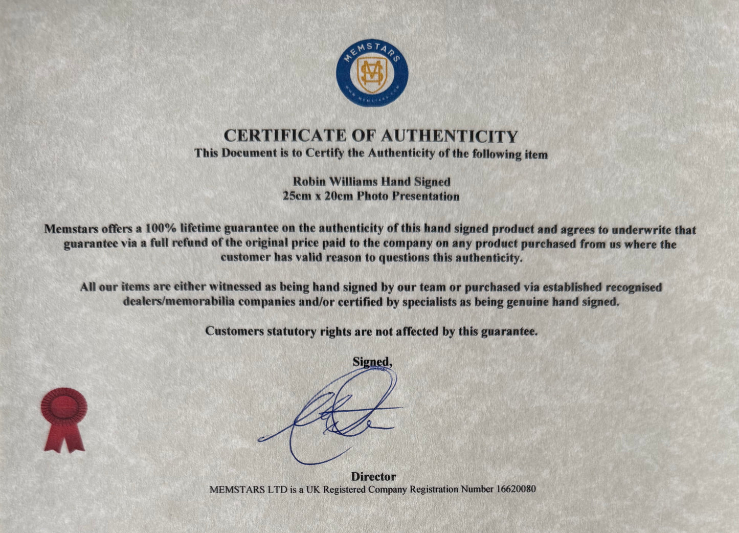 Robin Williams, Comedian, Actor, Hand Signed Framed Original Photo & COA