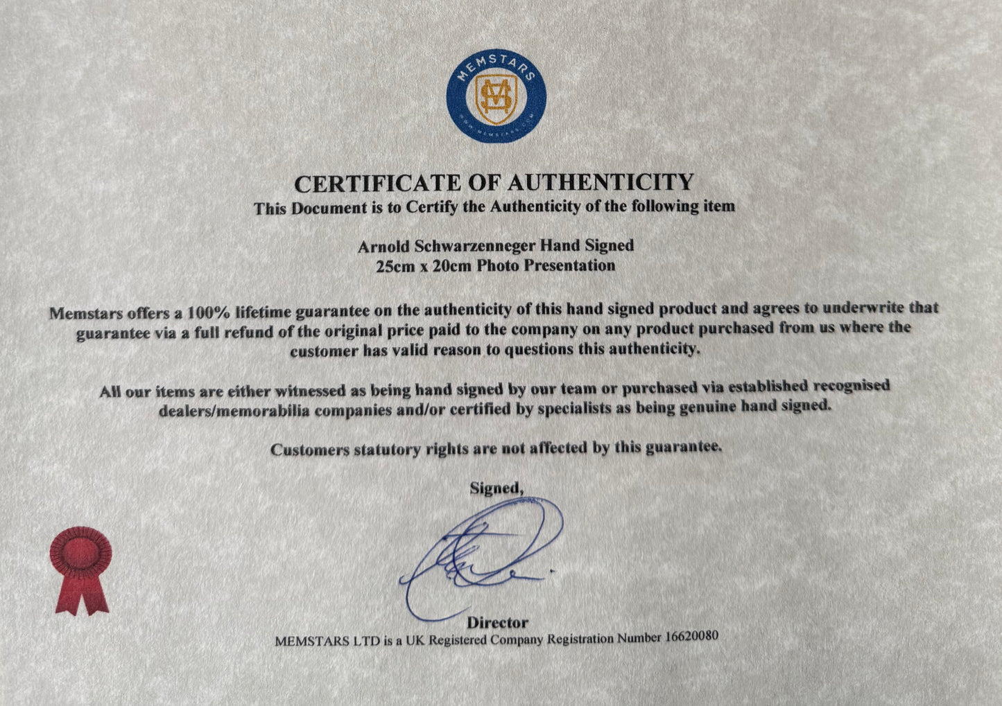 Arnold Schwarzenegger, Actor, Hand Signed Framed, Mounted Original Photo & COA