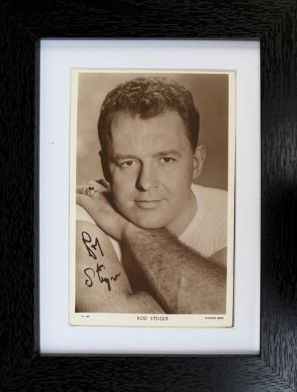 Rod Steiger Hand Signed Framed (15x10cm) Photo Presentation With COA