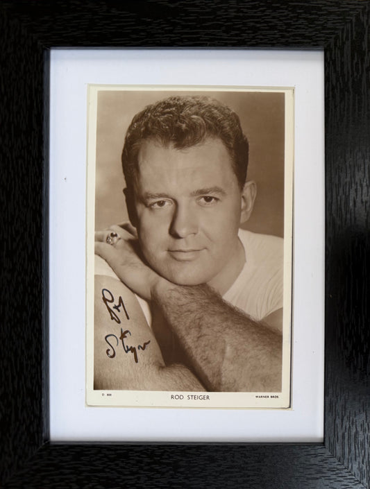 Rod Steiger Hand Signed Framed (15x10cm) Photo Presentation With COA
