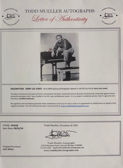 Jerry Lee Lewis, Singer, Pianist, Hand Signed Framed 25cm x 20cm Original Photo & COA