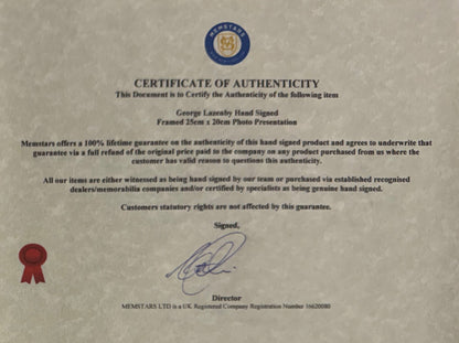 George Lazenby, Former James Bond 007, Hand Signed Photo & COA