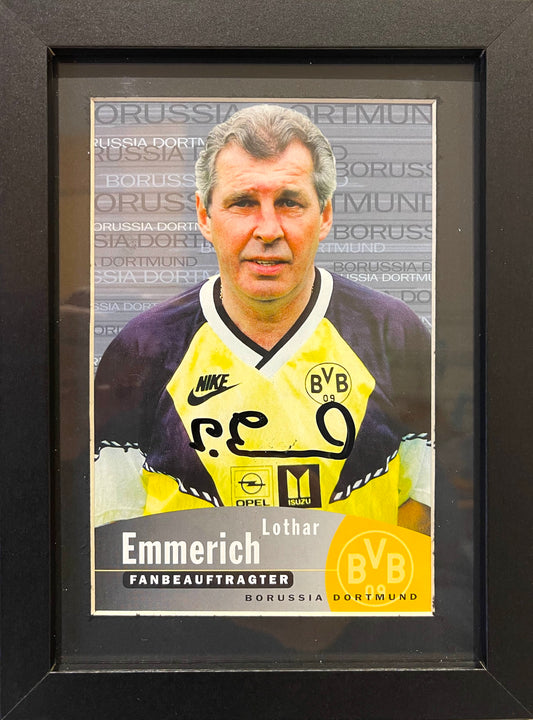 LOTHAR EMMERICH BVB/GERMAN LEGEND HAND SIGNED PHOTO WITH COA