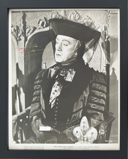 Sir Alec Guiness, Hand Signed Framed 25cm x 20cm Original Film Photo With COA