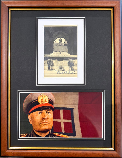 Benito Mussolini, Former Italian WWII Fascist Dictator, Hand Signed Card Presentation & COA