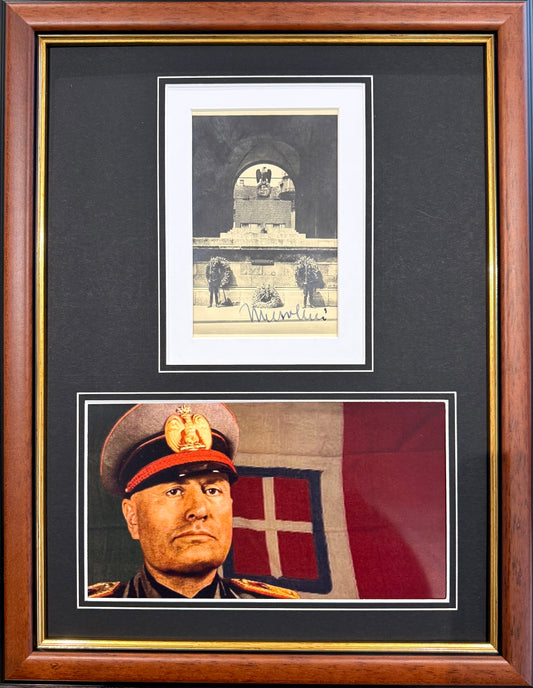 Benito Mussolini, Former Italian WWII Fascist Dictator, Hand Signed Card Presentation & COA