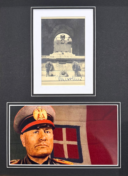 Benito Mussolini, Former Italian WWII Fascist Dictator, Hand Signed Card Presentation & COA