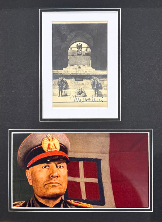 Benito Mussolini, Former Italian WWII Fascist Dictator, Hand Signed Card Presentation & COA