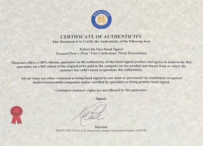 Robert De Niro Autographed 'True Confessions' Photo With COA