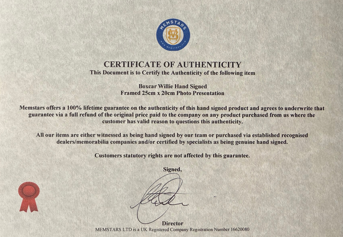 Boxcar Willie, Songwriter, Country/Gospel Singer, Hand Signed Framed Photo & COA