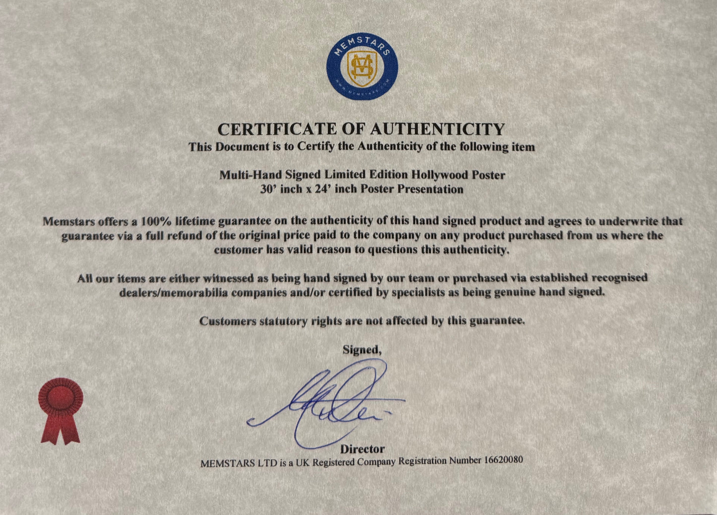 Multi-Hollywood Stars Hand Signed Limited Edition Poster With COA