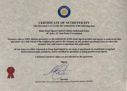 Multi-Hollywood Stars Hand Signed Limited Edition Poster With COA