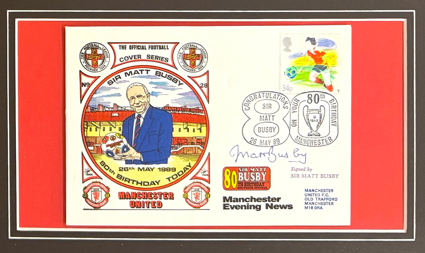 Matt Busby, Manchester United Legend, Stunning Hand Signed FDC Presentation & COA