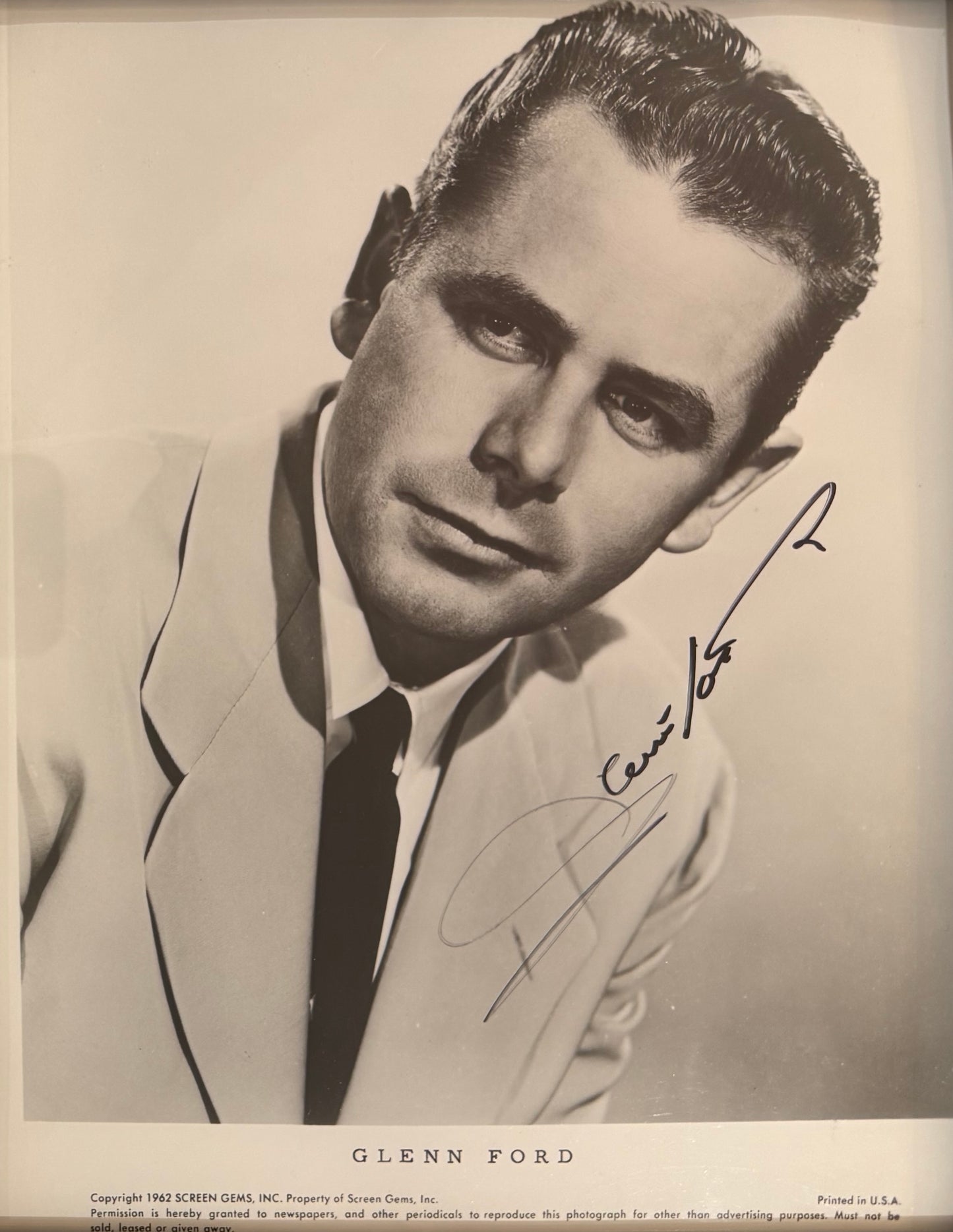 Glenn Ford Hand Signed Framed 25cm x 20cm Publicity Photo & COA