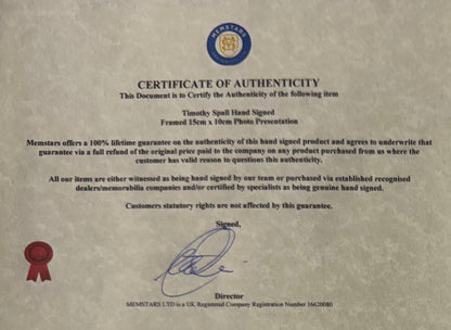 Timothy Spall, Famous Harry Potter English Actor, Hand Signed Photo With COA