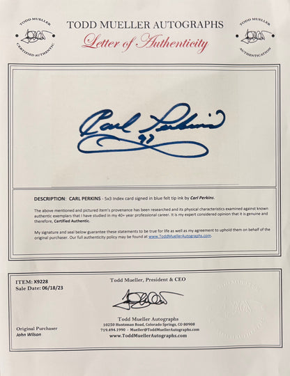 Carl Perkins, Singer, Guitarist, Hand Signed Framed 25cm x 20cm Original Photo & COA