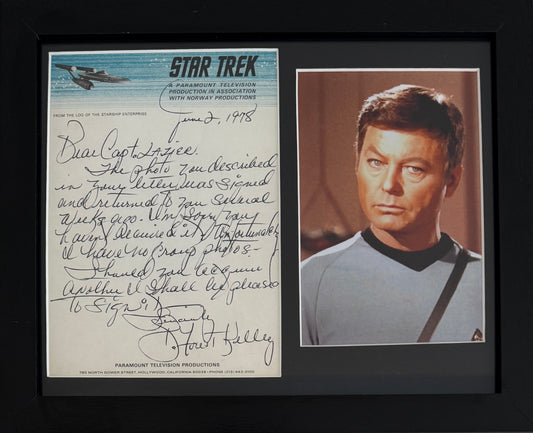 DeForest Kelley, Doctor 'Bones' McCoy, Star Trek Original Series Hand Signed Framed Letter & COA