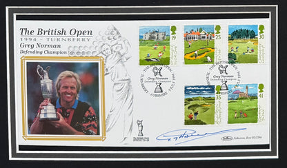 Greg Norman, Golf Legend, Hand Signed First Day Cover FDC 40cm x 30cm Framed With COA