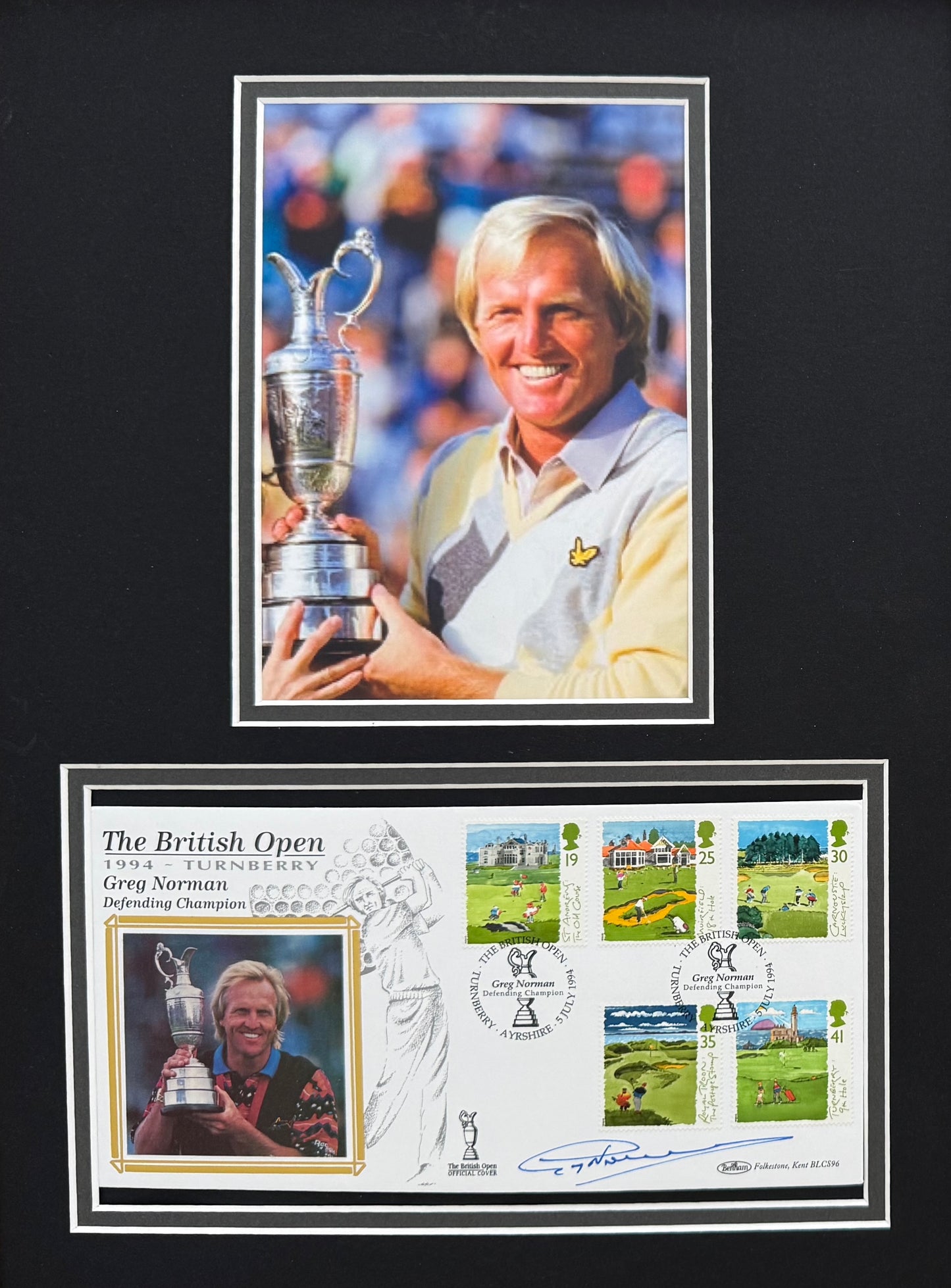 Greg Norman, Golf Legend, Hand Signed First Day Cover FDC 40cm x 30cm Framed With COA