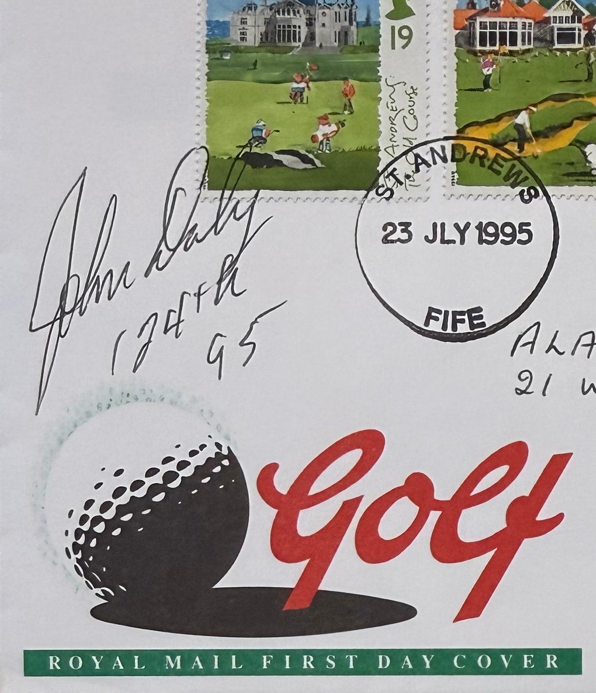 John Daly, Golf Legend, Hand Signed First Day Cover FDC 40cm x 30cm Framed With COA