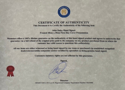 John Daly, Golf Legend, Hand Signed First Day Cover FDC 40cm x 30cm Framed With COA