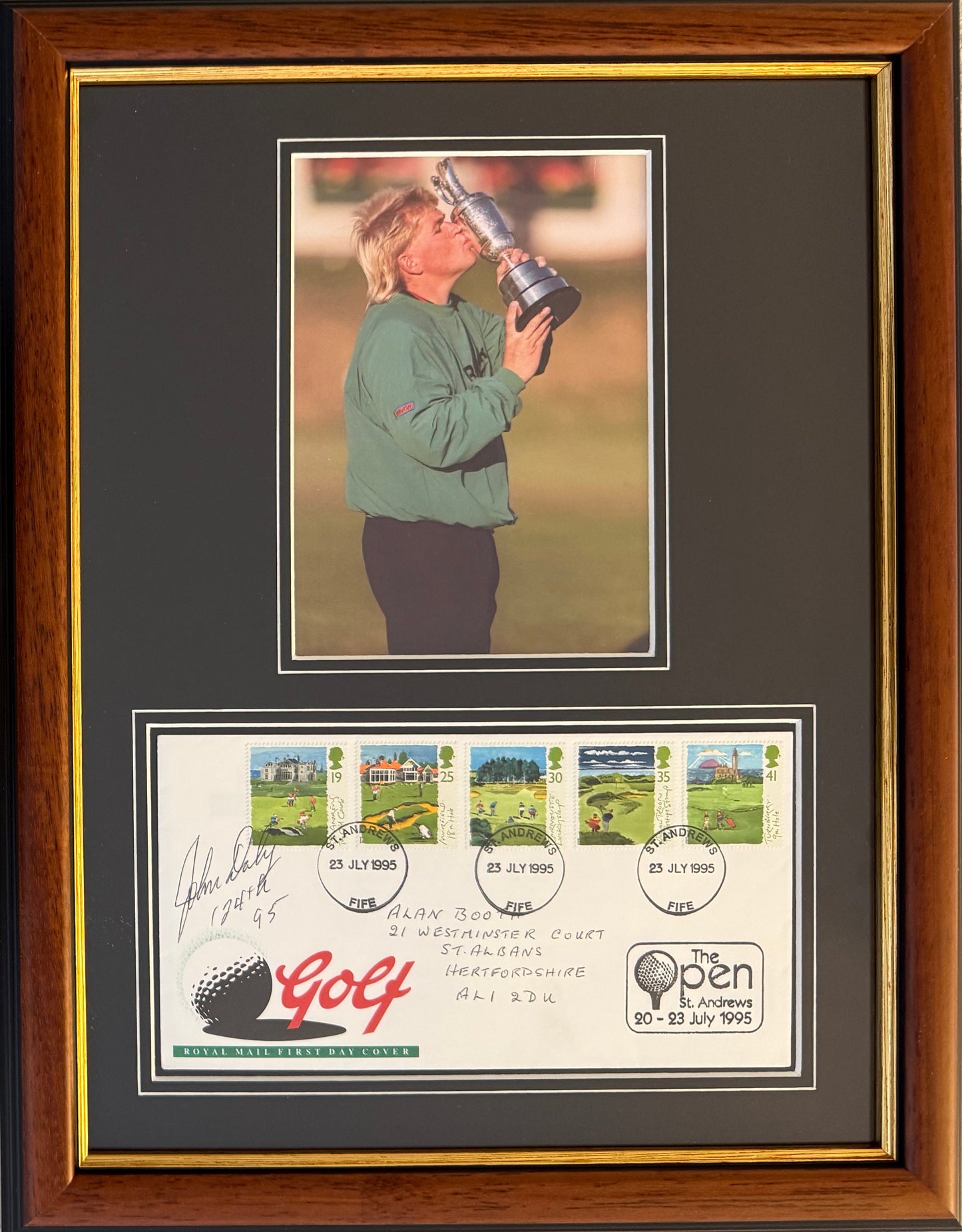 John Daly, Golf Legend, Hand Signed First Day Cover FDC 40cm x 30cm Framed With COA