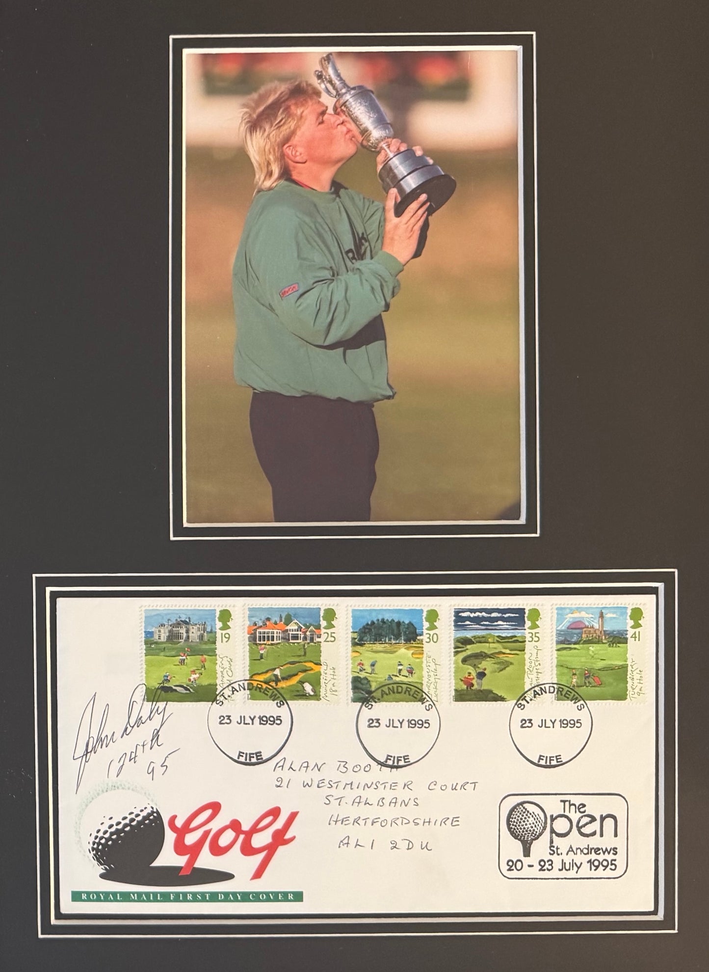 John Daly, Golf Legend, Hand Signed First Day Cover FDC 40cm x 30cm Framed With COA
