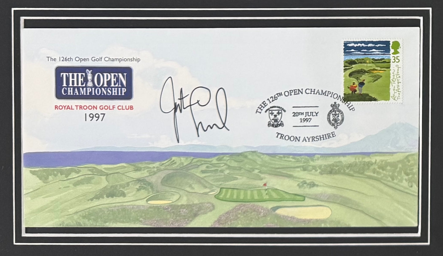 Justin Leonard, Golf Legend, Hand Signed First Day Cover FDC 40cm x 30cm Framed With COA