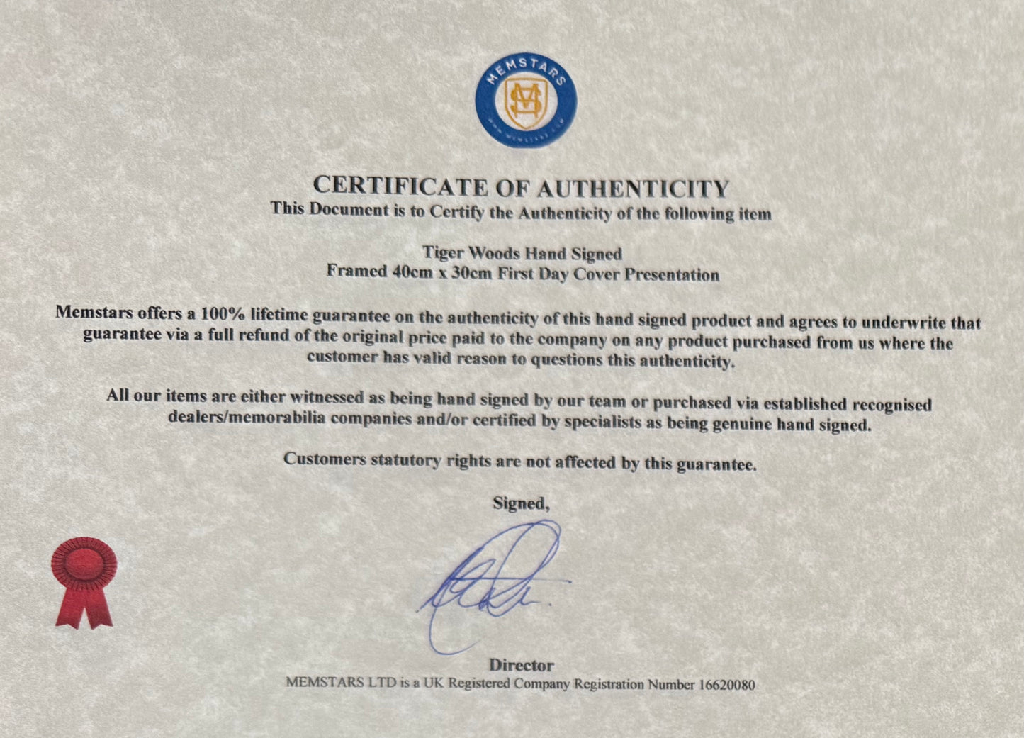 Tiger Woods, Golf Legend, Hand Signed First Day Cover FDC 40cm x 30cm Framed With COA