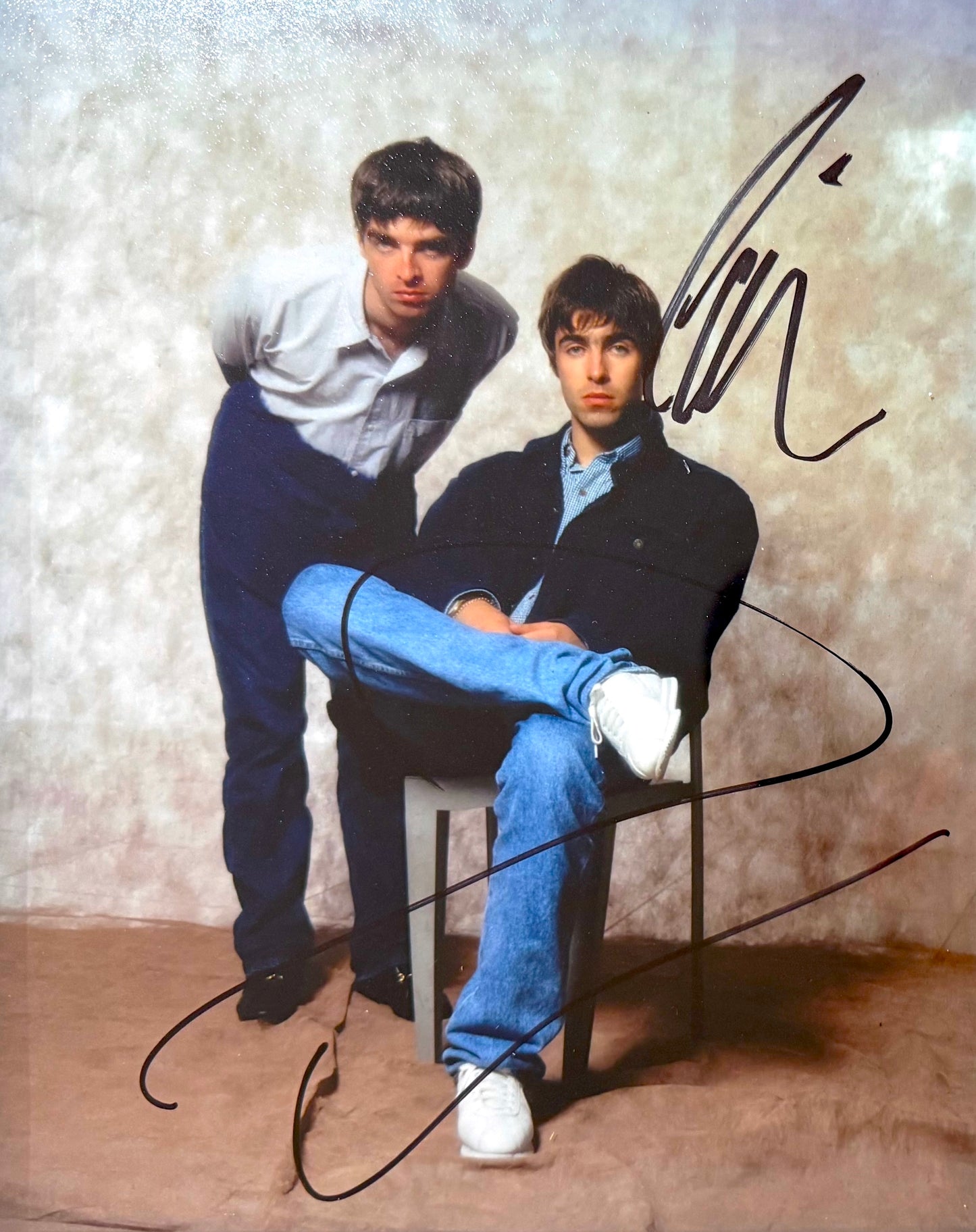 Oasis; Liam Gallagher, Noel Gallagher, Hand Signed Photo Presentation & COA