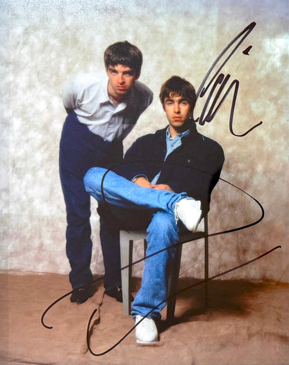 Oasis; Liam Gallagher, Noel Gallagher, Hand Signed Photo Presentation & COA
