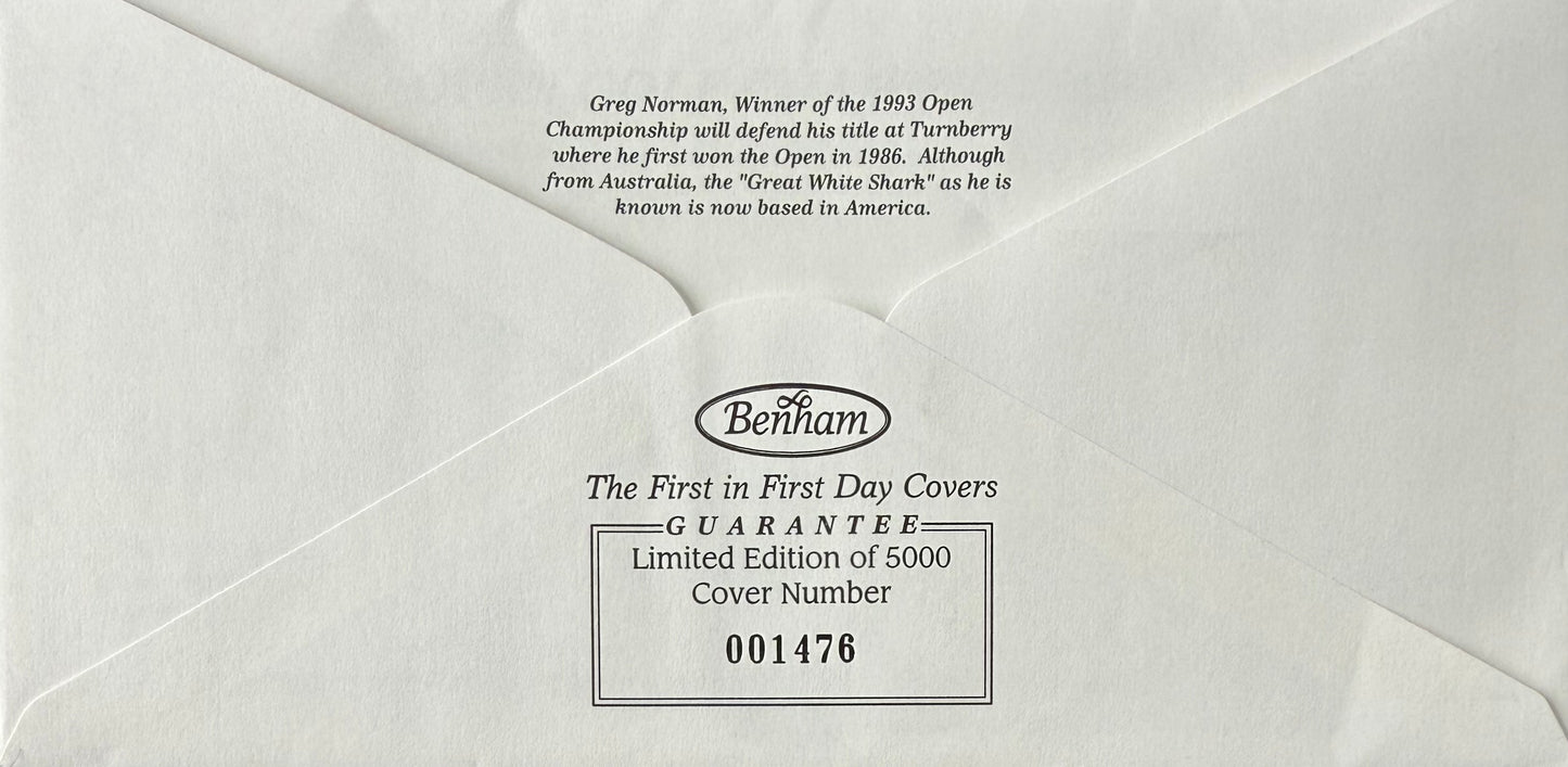 Greg Norman, Golf Legend, Hand Signed First Day Cover FDC 40cm x 30cm Framed With COA